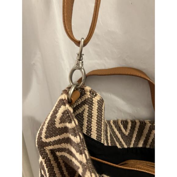 Thirty One Brown Diamond Pattern Retro Metro Hobo Crossbody Bag 14x10x4 - Picture 6 of 10